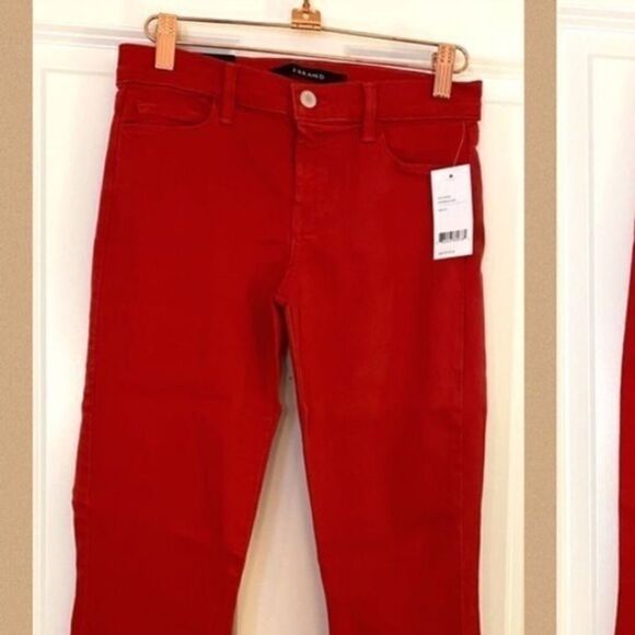 New J Brand skinny crop capris retro 50’s red jeans size 26 Rockabilly pin up - Picture 6 of 8